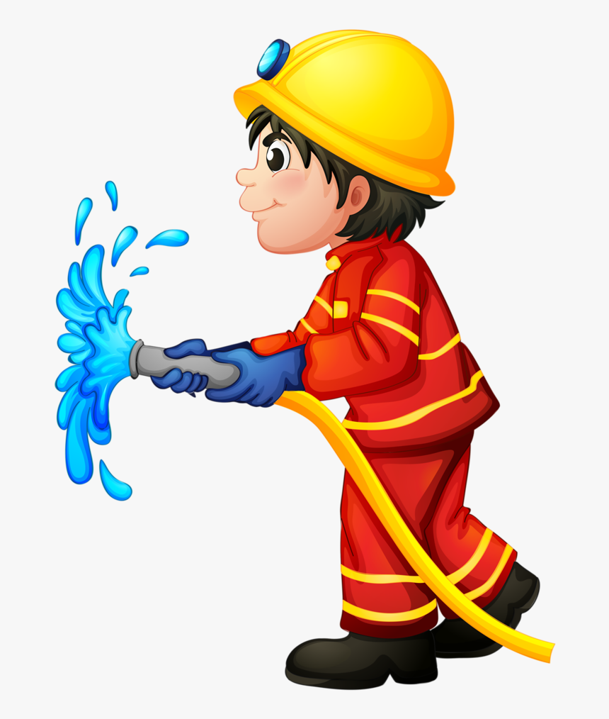 Cartoon,clip Art,construction Character,art - Transparent Fireman Clipart, HD Png Download, Free Download