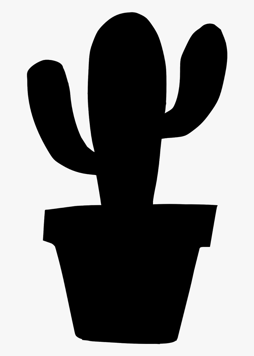 Cactus Black And White Silhouette , Png Download - Cactus In A Pot Silhouette, Transparent Png, Free Download