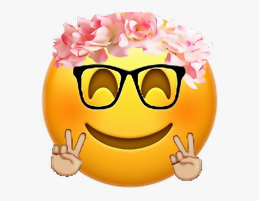 Transparent Smiley Face Flower Clipart - Emoji With Flower Crown, HD Png Download, Free Download