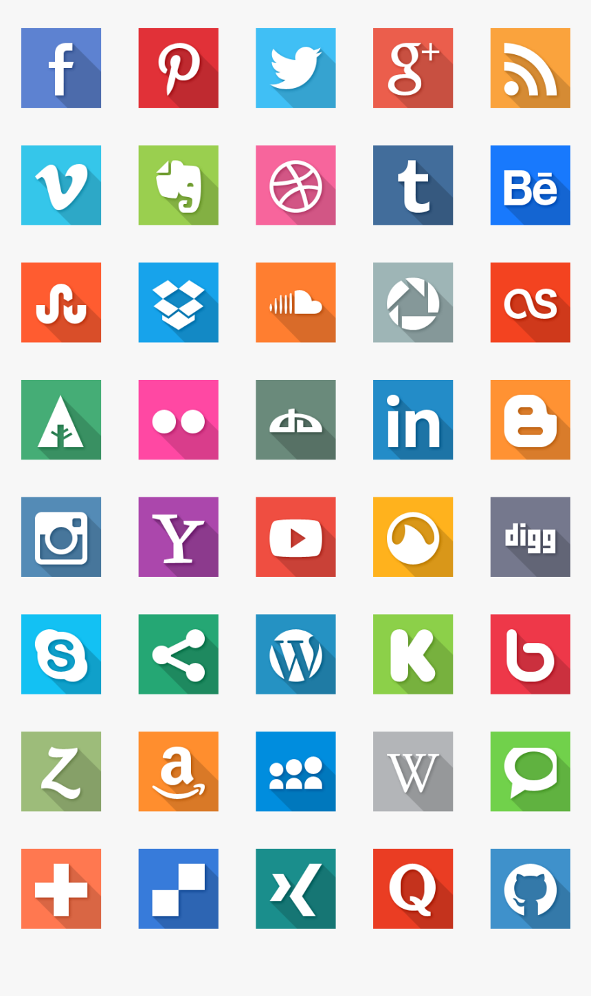 Social Media Icons With Hover Effect - Social Media Logo Flat, HD Png Download, Free Download