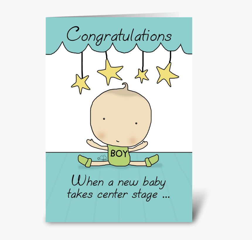 New Baby Boy On Stage-congratulations Greeting Card - New Baby Congratulation Cartoon, HD Png Download, Free Download
