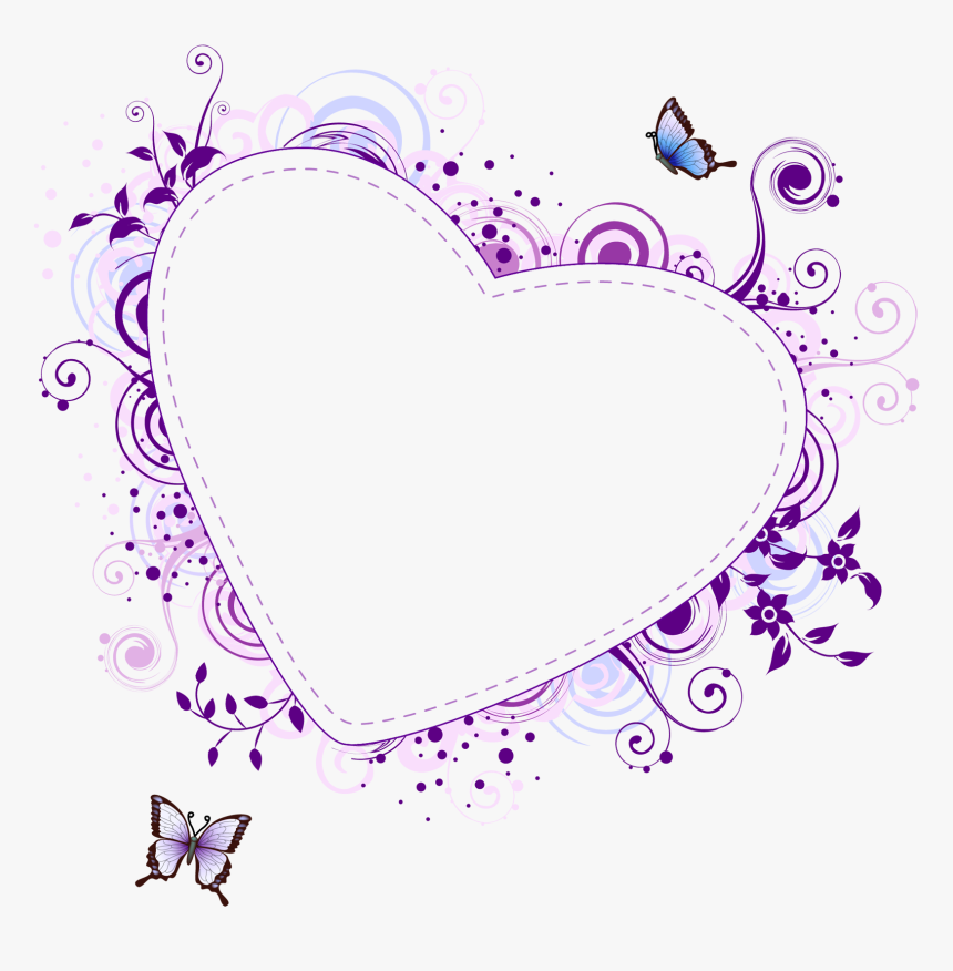 Purple Heart Transparent Frame - Pink Heart Frame Png, Png Download, Free Download