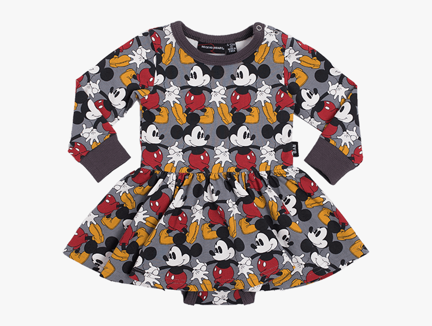 Rock Your Baby Marching Mickey Long Sleeve Waisted - Day Dress, HD Png Download, Free Download