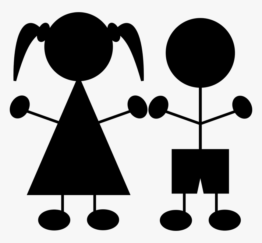 Kids, Black, Boy, Silhouette, Girl, Children, Siblings - Silhouette Children Clip Art, HD Png Download, Free Download