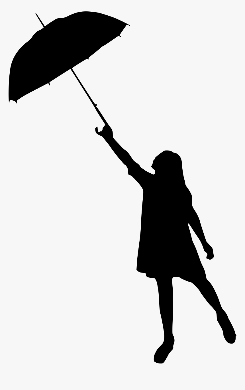 Silhouette Of Person With Umbrella, HD Png Download - kindpng