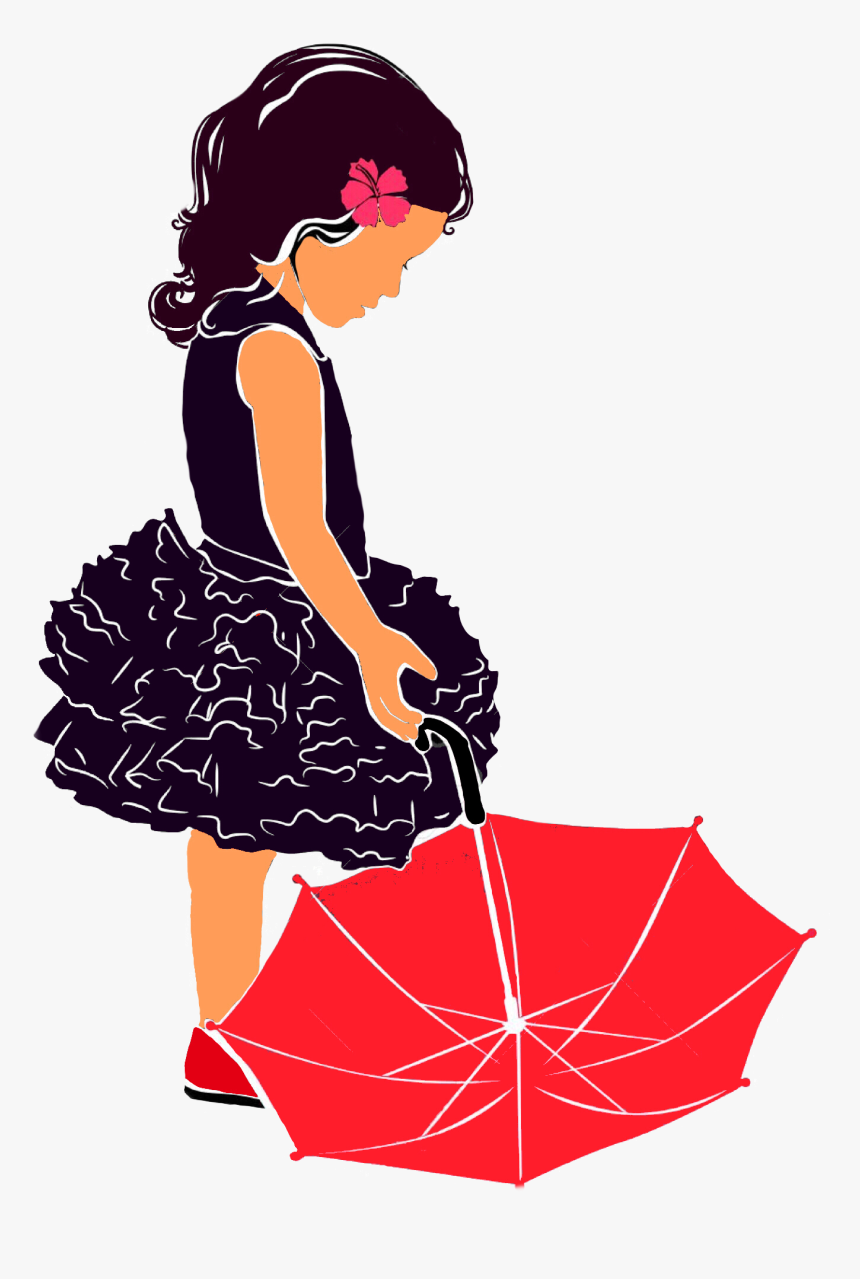 Girl With Umbrella Silhouette Free , Png Download - Sillouette Of Girl With Umbrella, Transparent Png, Free Download