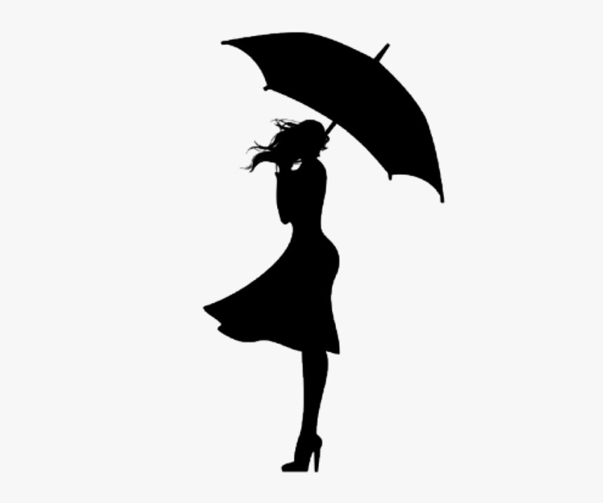 Girl With Umbrella In Rain