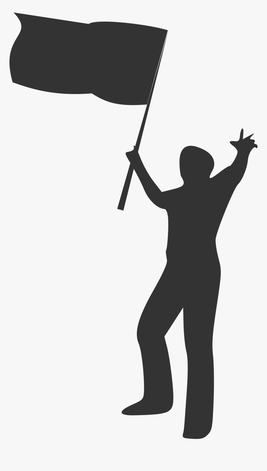 Man With Flag Silhouette - Person Raising A Flag, HD Png Download, Free Download