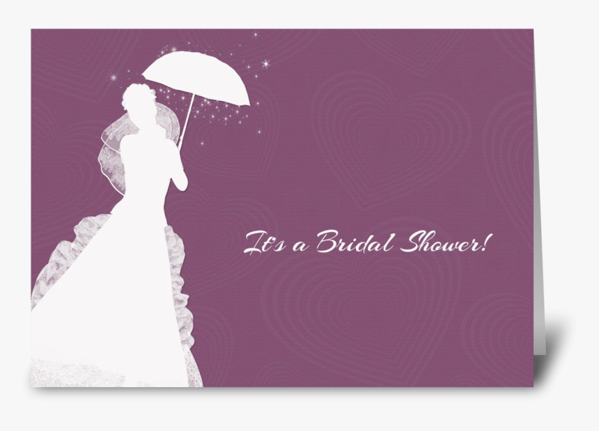 Bride Silhouette, Purple Hearts, Shower Greeting Card - Umbrella, HD Png Download, Free Download