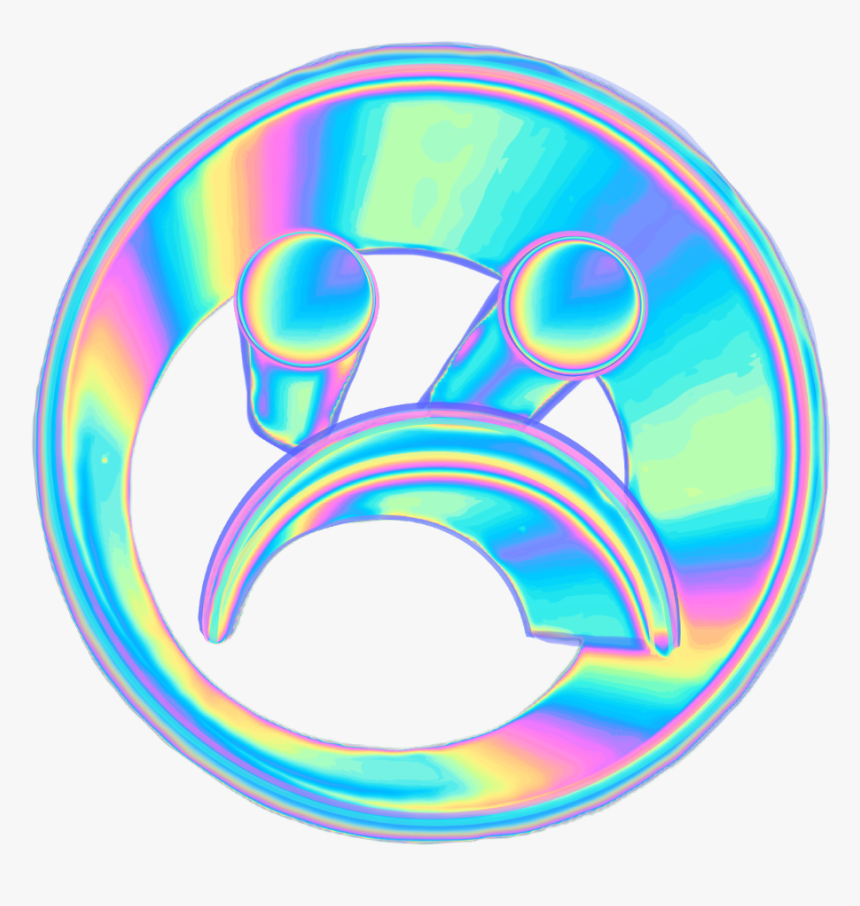 Holo Frown Emoji Face Smileyface Holographic 3d Vaporwa - Holographic Sad Face, HD Png Download, Free Download