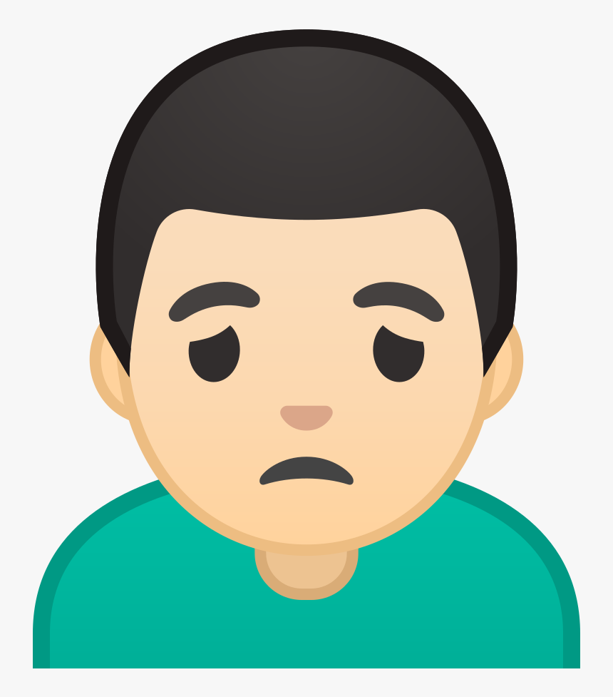 Man Frowning Light Skin Tone Icon - Png Cartoon Frowning Eyebrow, Transparent Png, Free Download