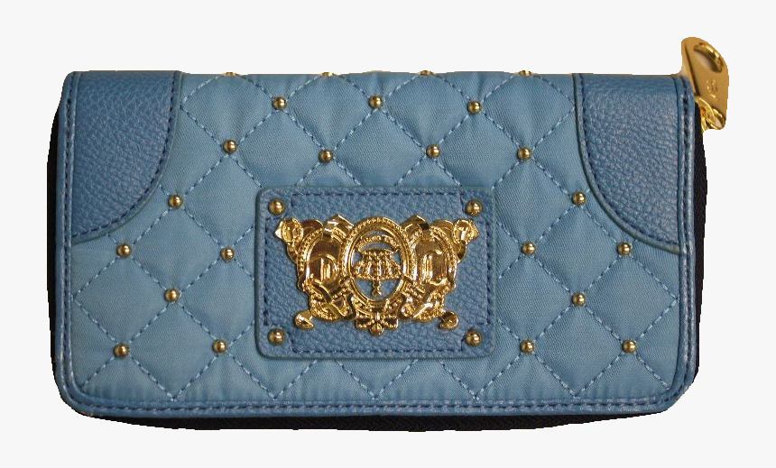 Juicy Couture Light Blue Quilted Studded Nylon Zip - Wallet, HD Png ...