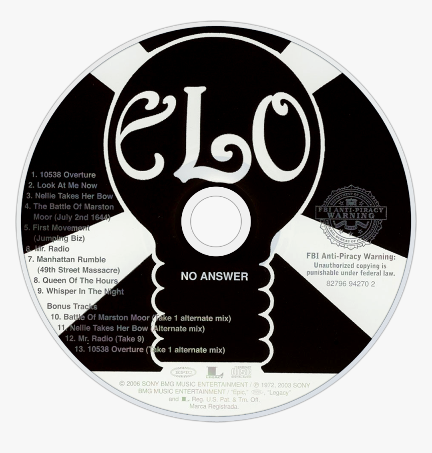 Fbi Anti Piracy Warning Logo Png - Electric Light Orchestra No Answer Cd, Transparent Png, Free Download