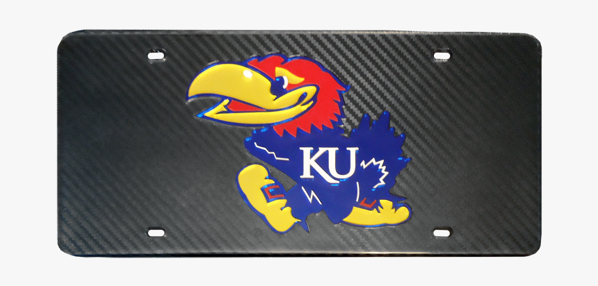 Jayhawk Logo Carbon Fiber License Plate - Kansas Jayhawks, HD Png Download, Free Download