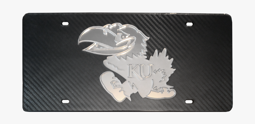 Jayhawk Logo Carbon Fiber License Plate - Cartoon, HD Png Download, Free Download