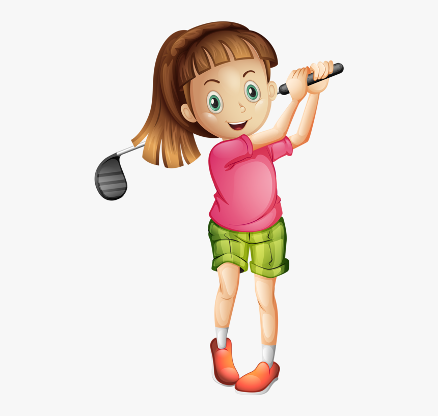 Фотки Sports Day, Kids Sports, Little Sport, Cartoon - Girl Golf Player Clipart, HD Png Download, Free Download