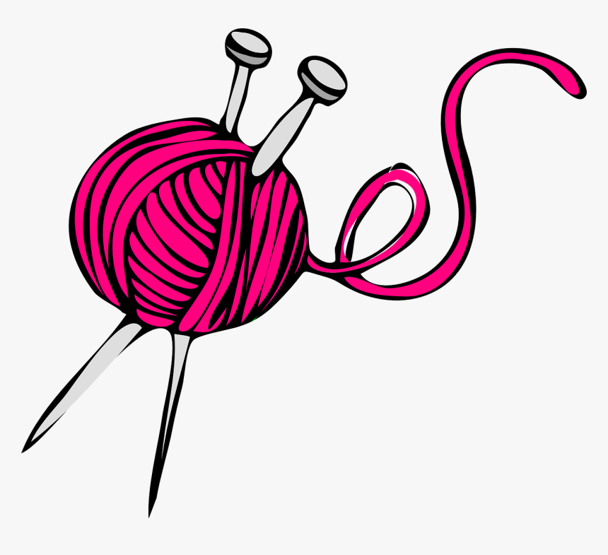 Pink Knit Yarn Needles Wool Transparent Image - Pink Yarn Clipart, HD Png Download, Free Download