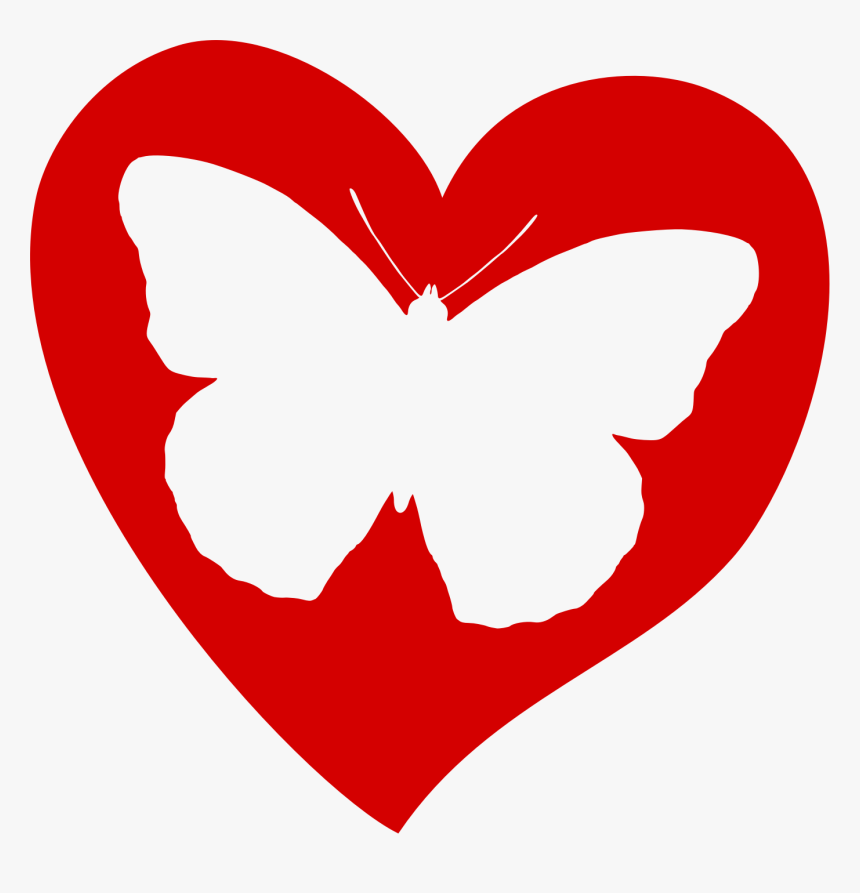 3 Butterfly Png Black And White - Butterfly With Heart Clipart, Transparent...