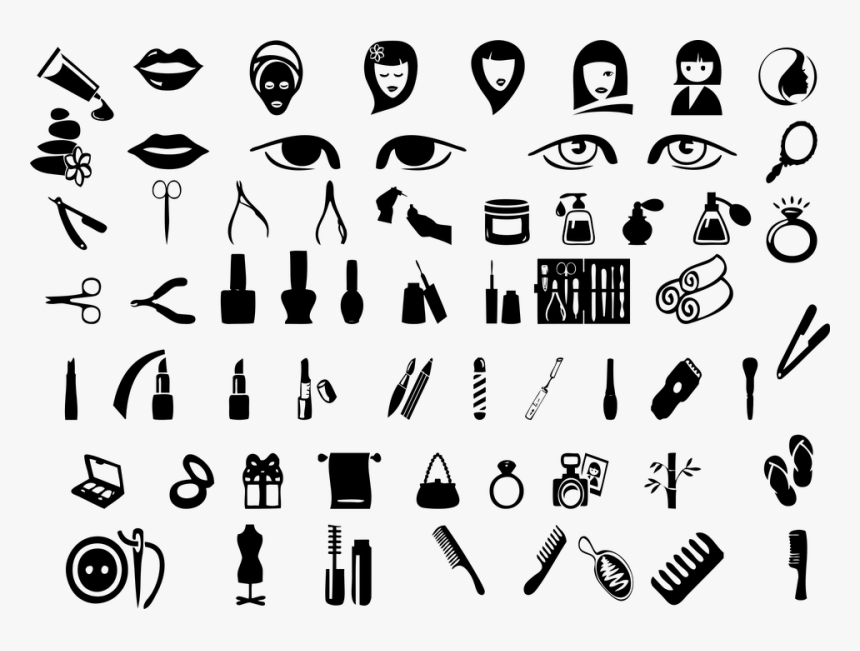 Beauty Icons, Make Up, Hair Brush, Fingernail Polish, HD Png Download, Free Download