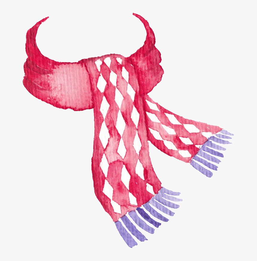 Red Plaid Hand-painted Scarf Christmas Transparent - Transparent Christmas Scarf, HD Png Download, Free Download