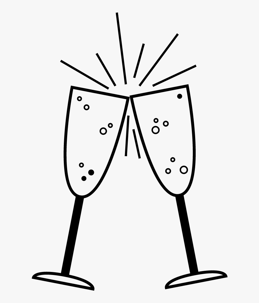 Vector Library Library Drawn Flute Draw Free - Easy To Draw Champagne Glasses, HD Png Download, Free Download