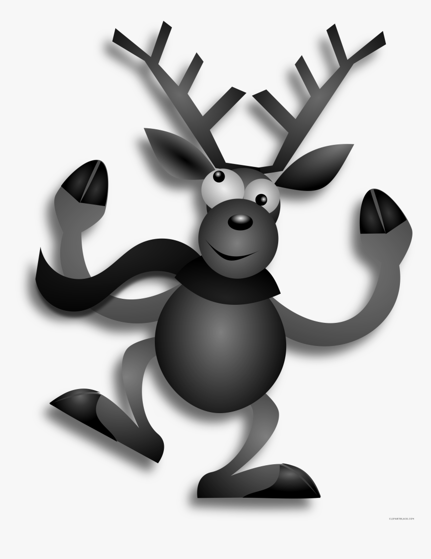 Dancing Reindeer Animal Free Black White Clipart Images - Blue Reindeer Clipart, HD Png Download, Free Download