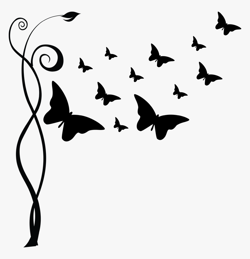 Transparent Butterfly Silhouette Png Flying Butterfly Clipart Black And White Png Download Kindpng