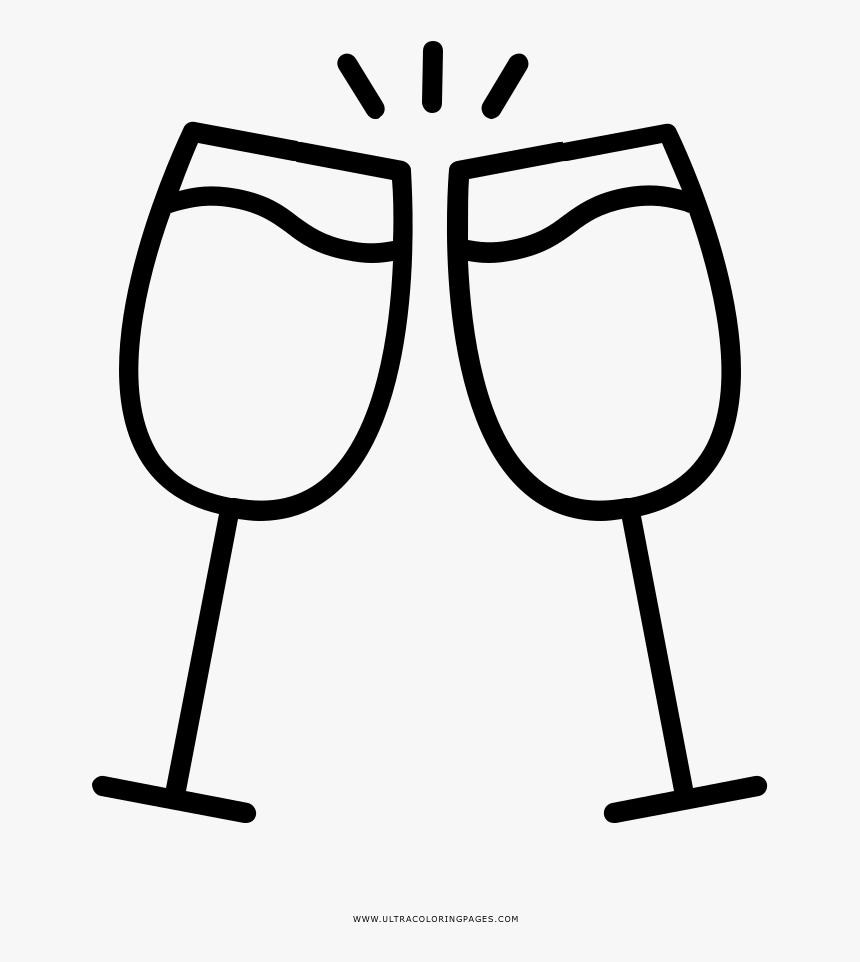 Cheers Coloring Page - Champagne Glass Icon Transparent, HD Png Download, Free Download