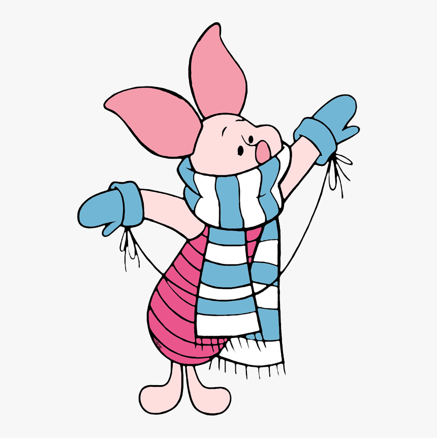 Piglet Wearing Scarf, Mittens - Piglet Winnie The Pooh Scarf, HD Png Download, Free Download