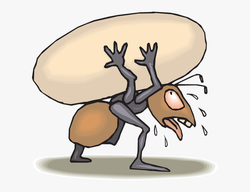 Ant Carrying Egg Clip Art At Pngio - Ant Working Hard Cartoon, Transparent Png, Free Download