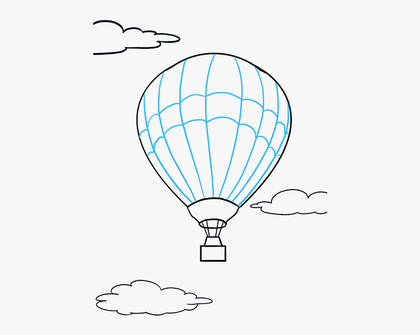 How To Draw Hot Air Balloon - Hot Air Balloon Simple Drawing, HD Png Download, Free Download