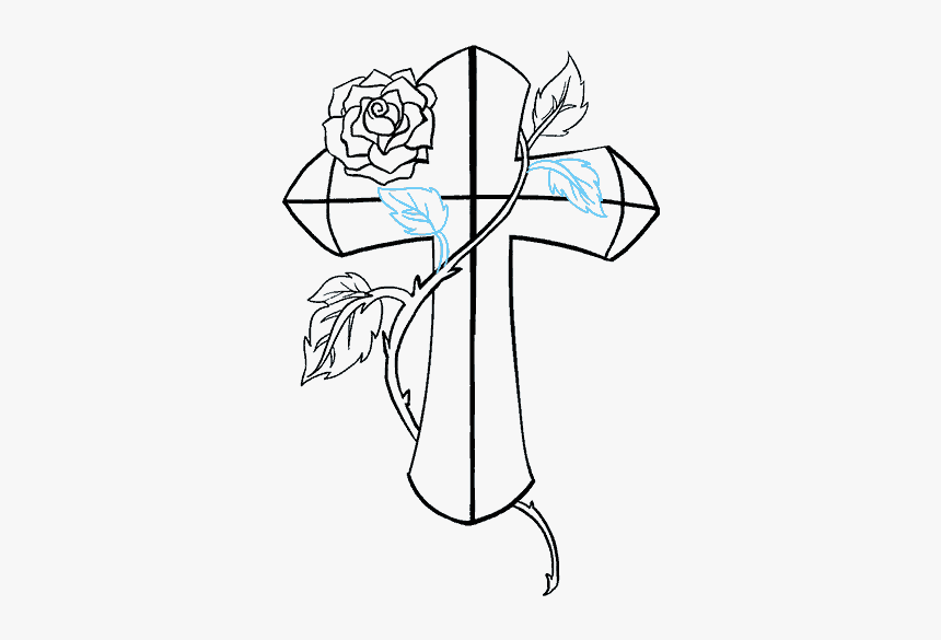 Easy Crosses With Roses Drawings, HD Png Download, Free Download