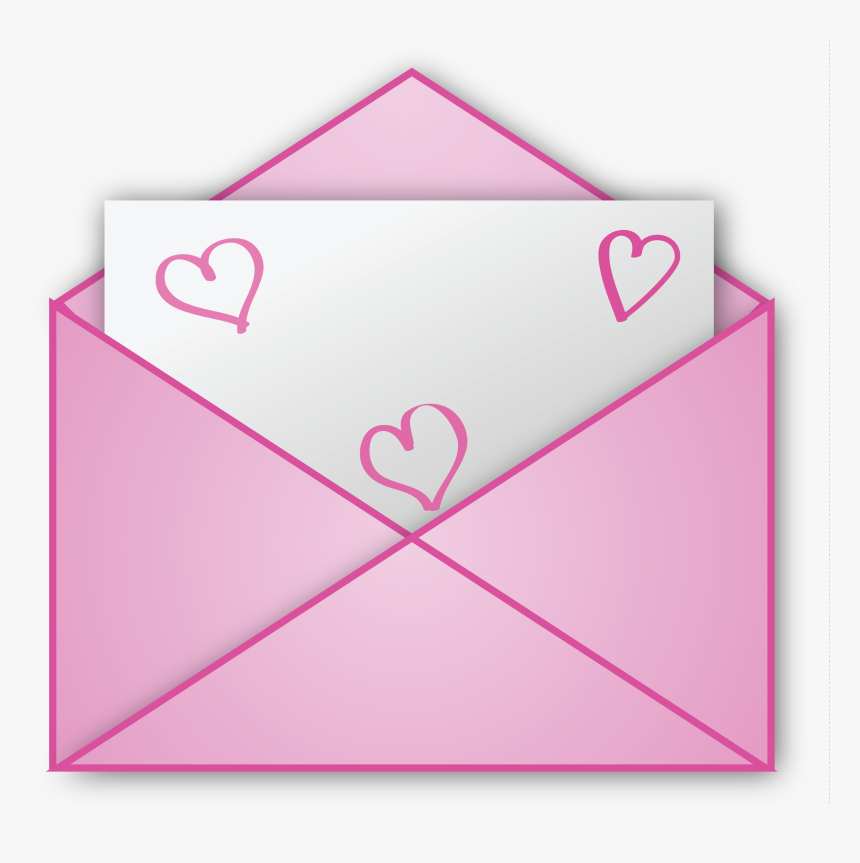 Pink Heart Picture Letter Valentine Free Transparent - Valentine Letter Clipart, HD Png Download, Free Download