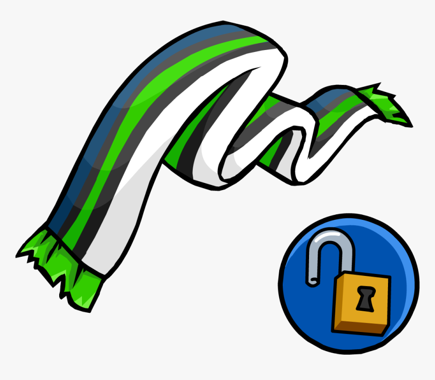 Green And Blue Scarf - Cachecol Verde Club Penguin, HD Png Download, Free Download