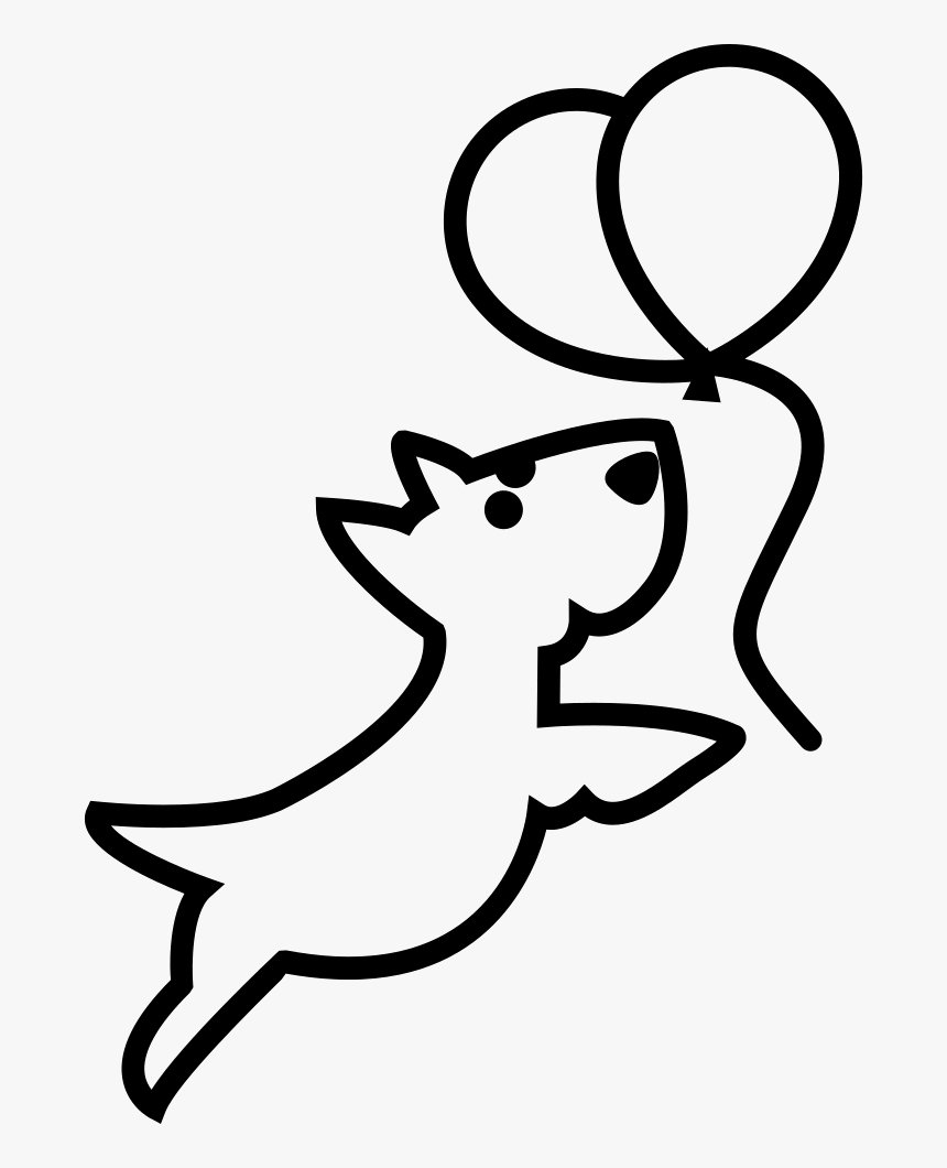 Dog Outline Chasing Balloons - Png Dog Outline, Transparent Png, Free Download