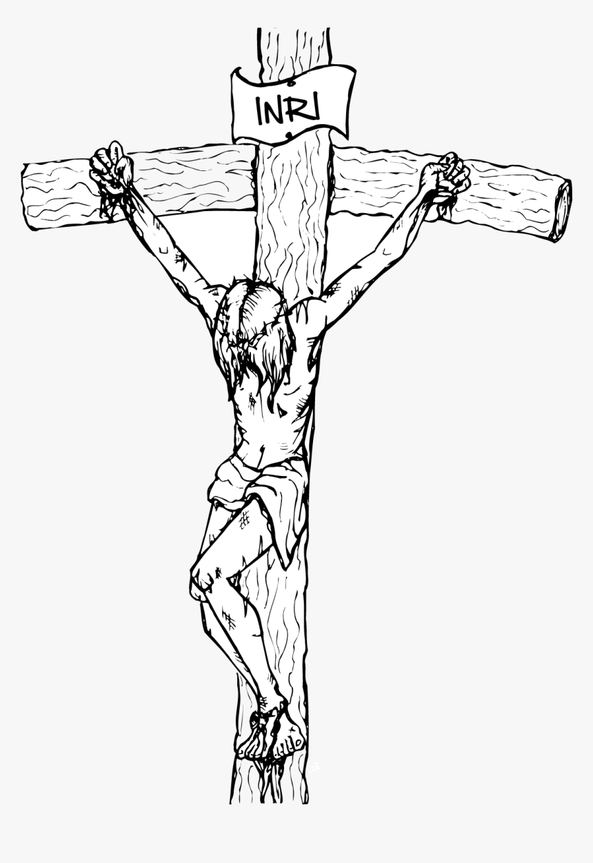 Jesus On Cross Png Black And White - Jesus In Cross Drawing, Transparent Png, Free Download