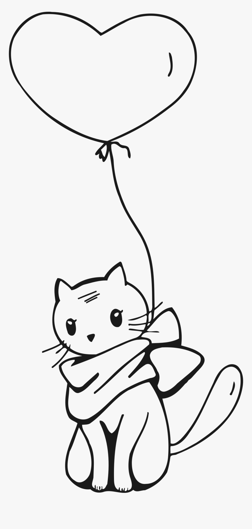 And Balloon Line Drawing - Line Drawing Cat, HD Png Download, Free Download
