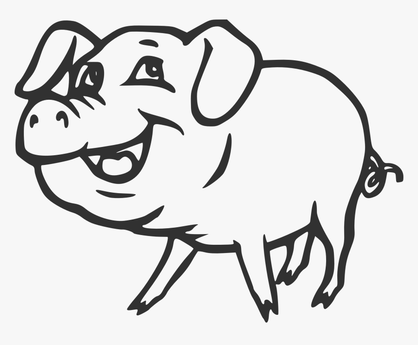 Cute Pig Black And - Pig Clipart Black And White, HD Png Download, Free Download