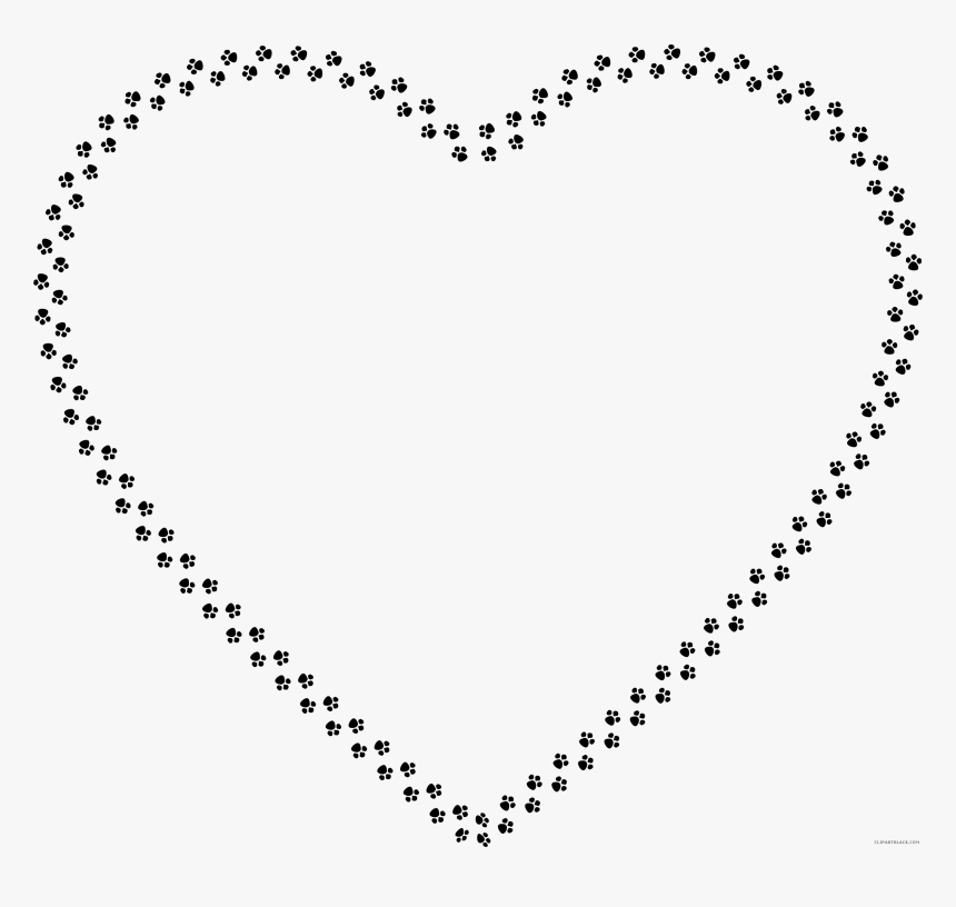 Paw Prints Heart Black Clip Arts - Vintage Heart Clipart, HD Png Download, Free Download