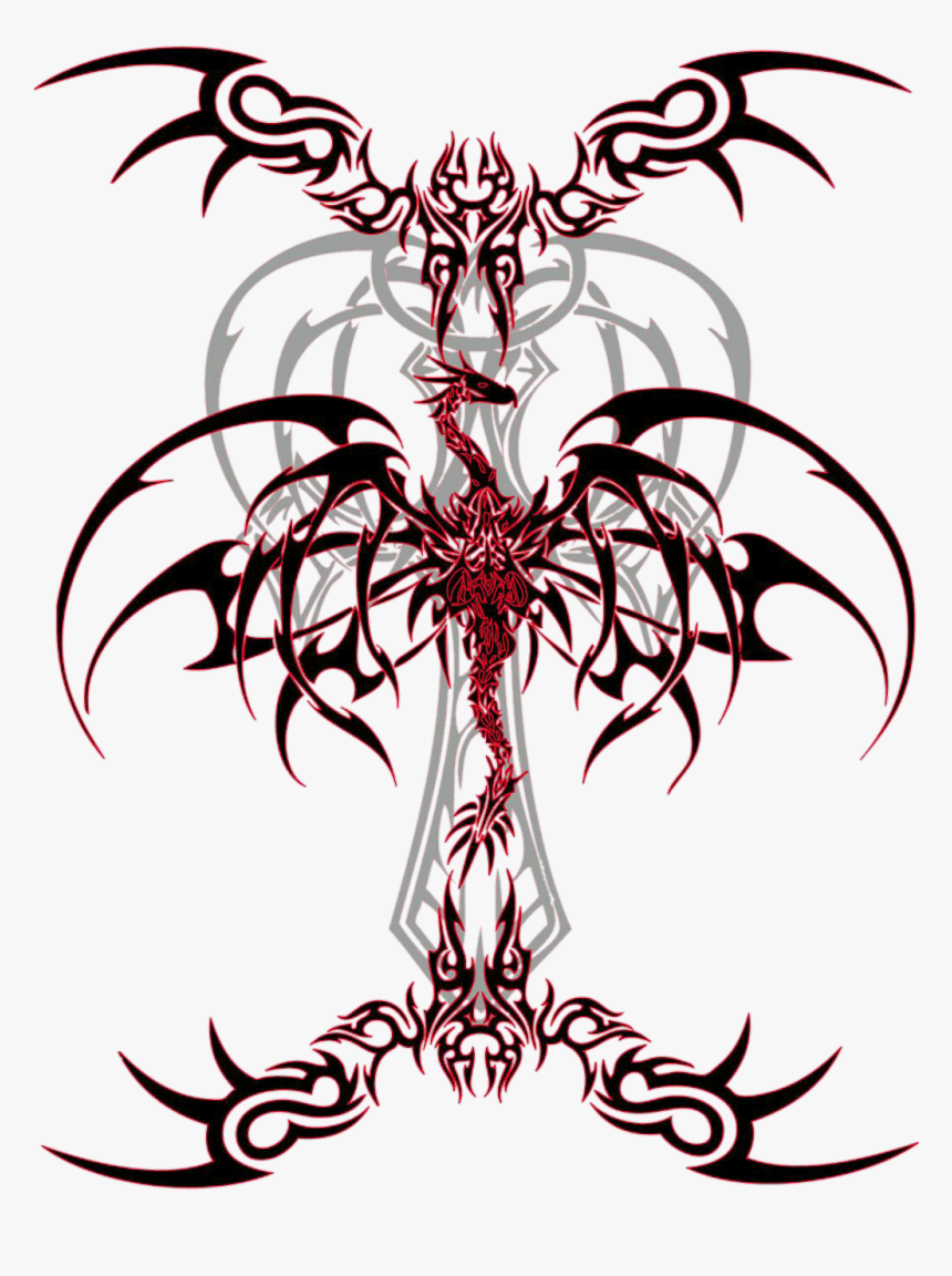 #tattoo #tatuagem #cruz #cross #tribal @lucianoballack - Dragon Tattoo Designs, HD Png Download, Free Download