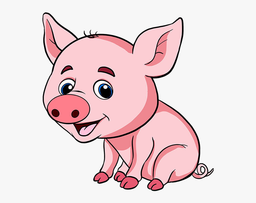 How To Draw Baby Pig - Step By Step Easy Pig Drawing, HD Png Download, Free Download