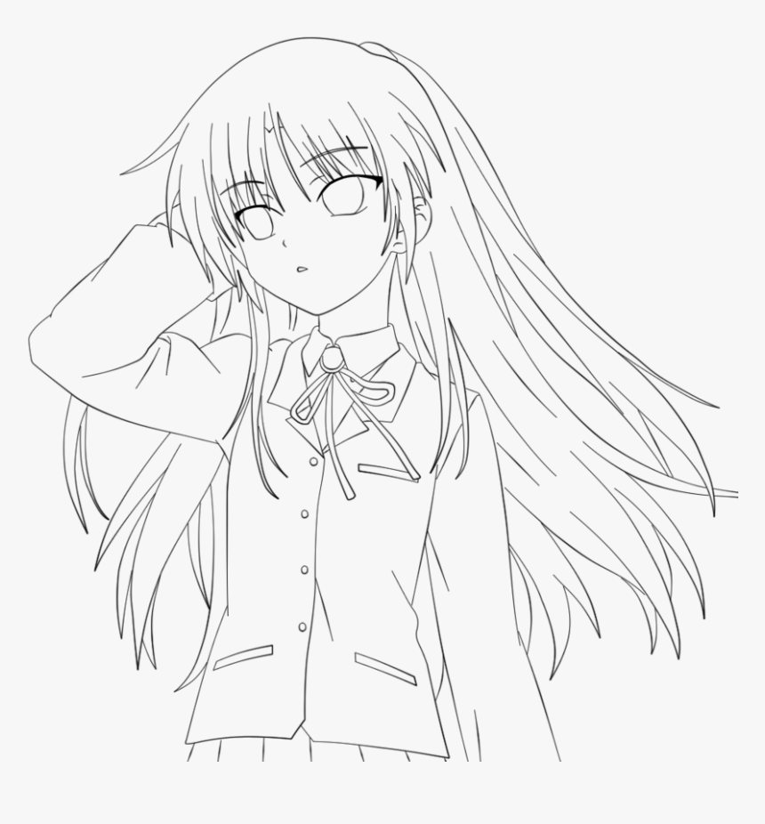 Anime Angel Girl Coloring Pages - Angel Beats Coloring Pages, HD Png