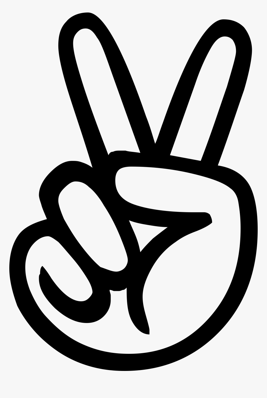 Peace Sign Fingers Outline - Bubble Hand Peace Sign, HD Png Download, Free Download