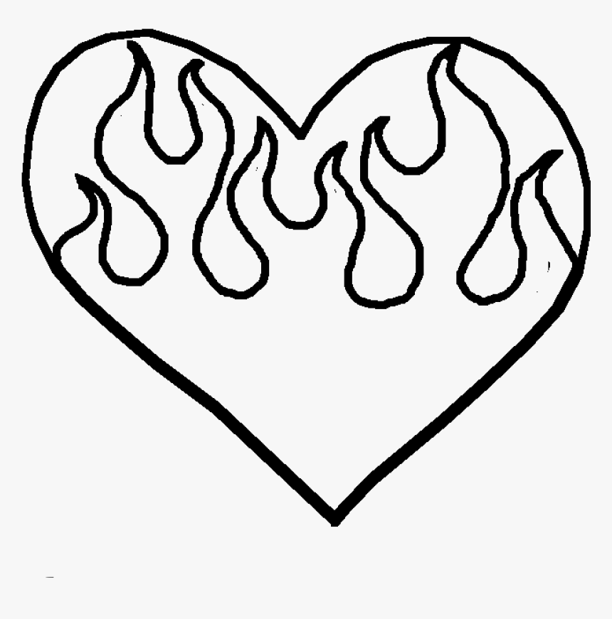 Clip Art Flame Sketch - Drawing Hearts With Flames, HD Png Download, Free Download