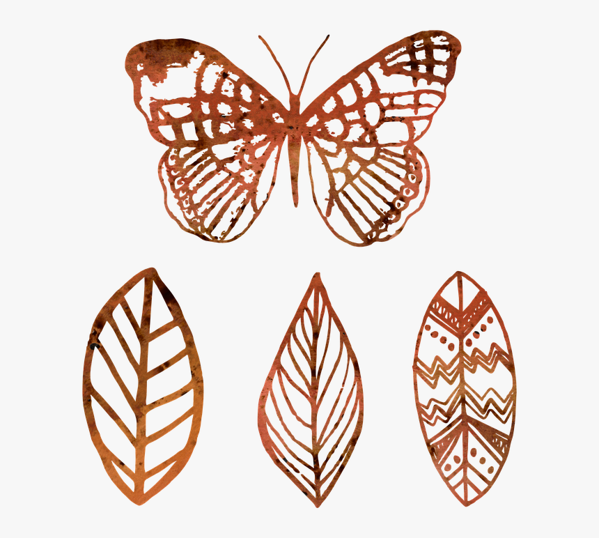 Butterfly, Leaf, Outline, Mandala, Syle, Grunge, Brown - Swallowtail Butterfly, HD Png Download, Free Download