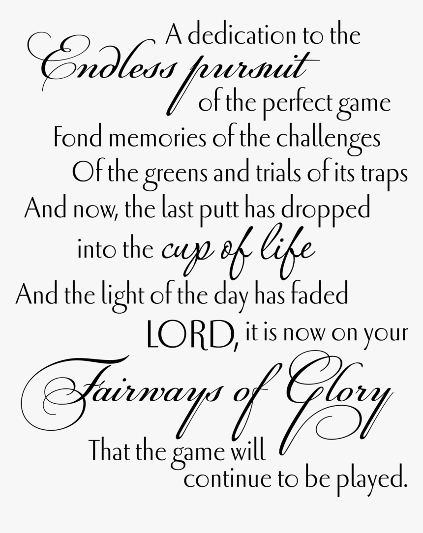 Golf Funeral Poem, HD Png Download, Free Download