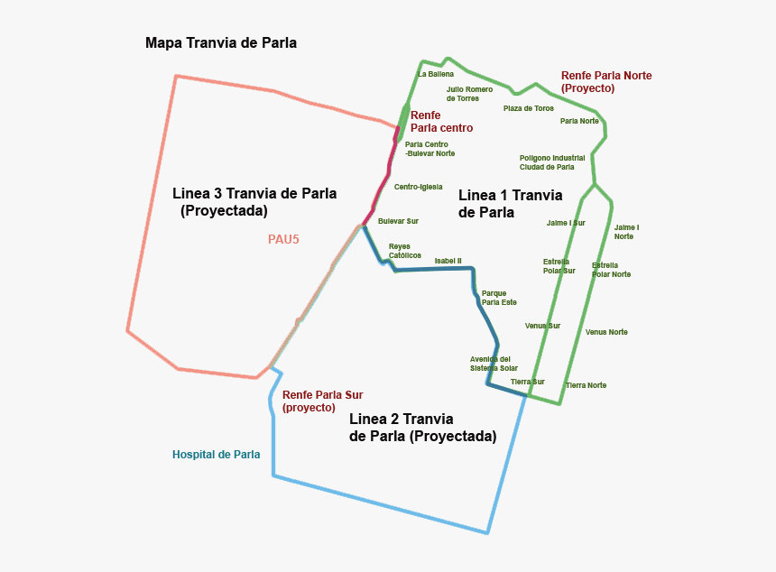 Proyecto Lineas Tranvia De Parla - Tranvia De Parla Madrid, HD Png Download, Free Download