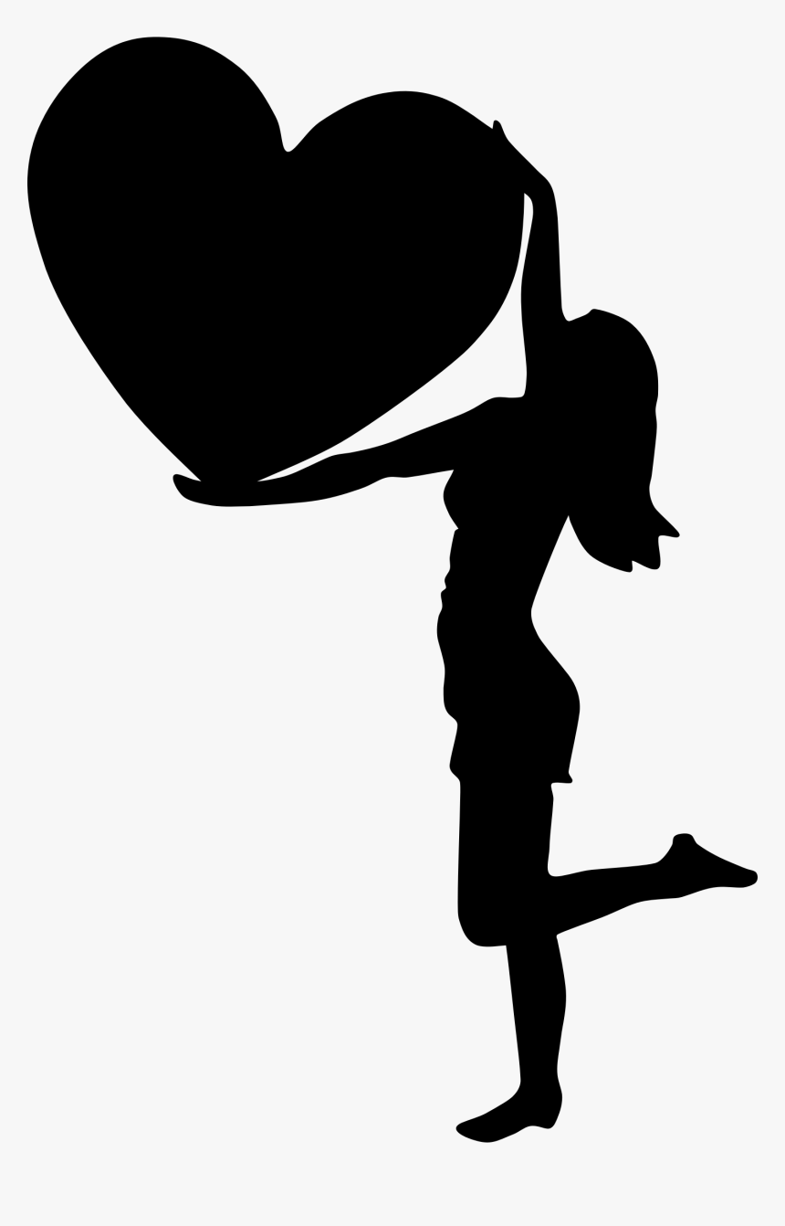 Silhouette Woman And Heart, HD Png Download, Free Download