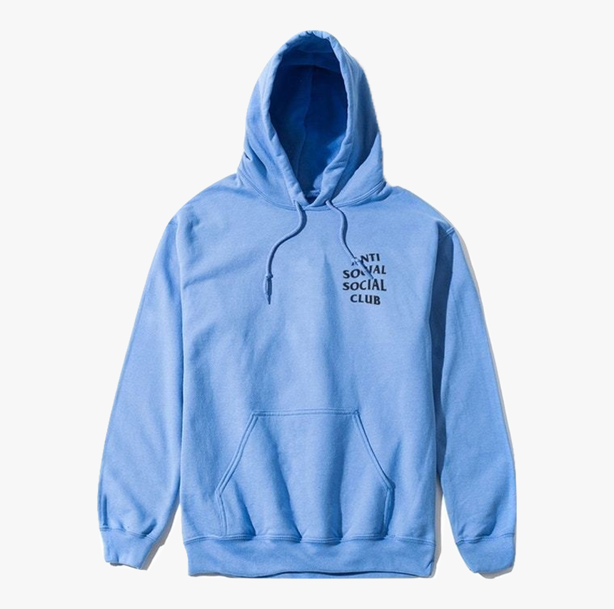 Hoodie Transparent Light Blue - Antisocial Club Hoodie Baby Blue, HD Png Download, Free Download