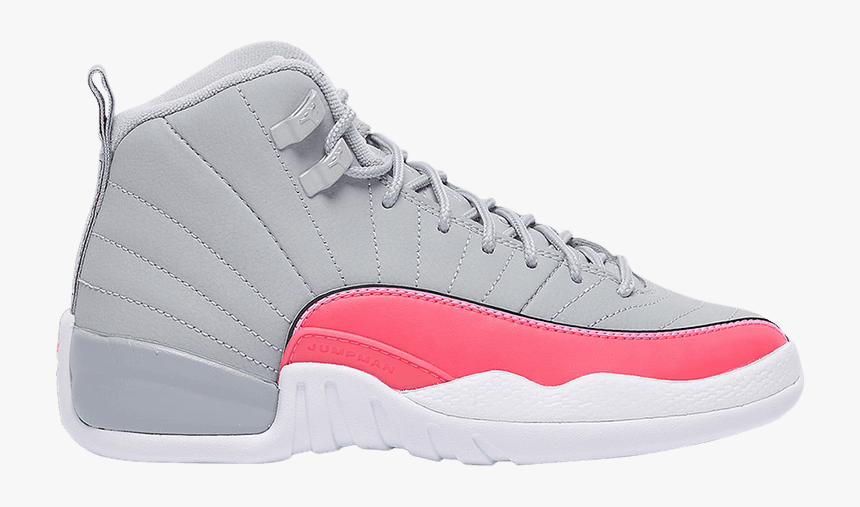 Image Of Air Jordan 12 Retro Grade School Grey/pink - Air Jordan 12 Racer Pink, HD Png Download, Free Download